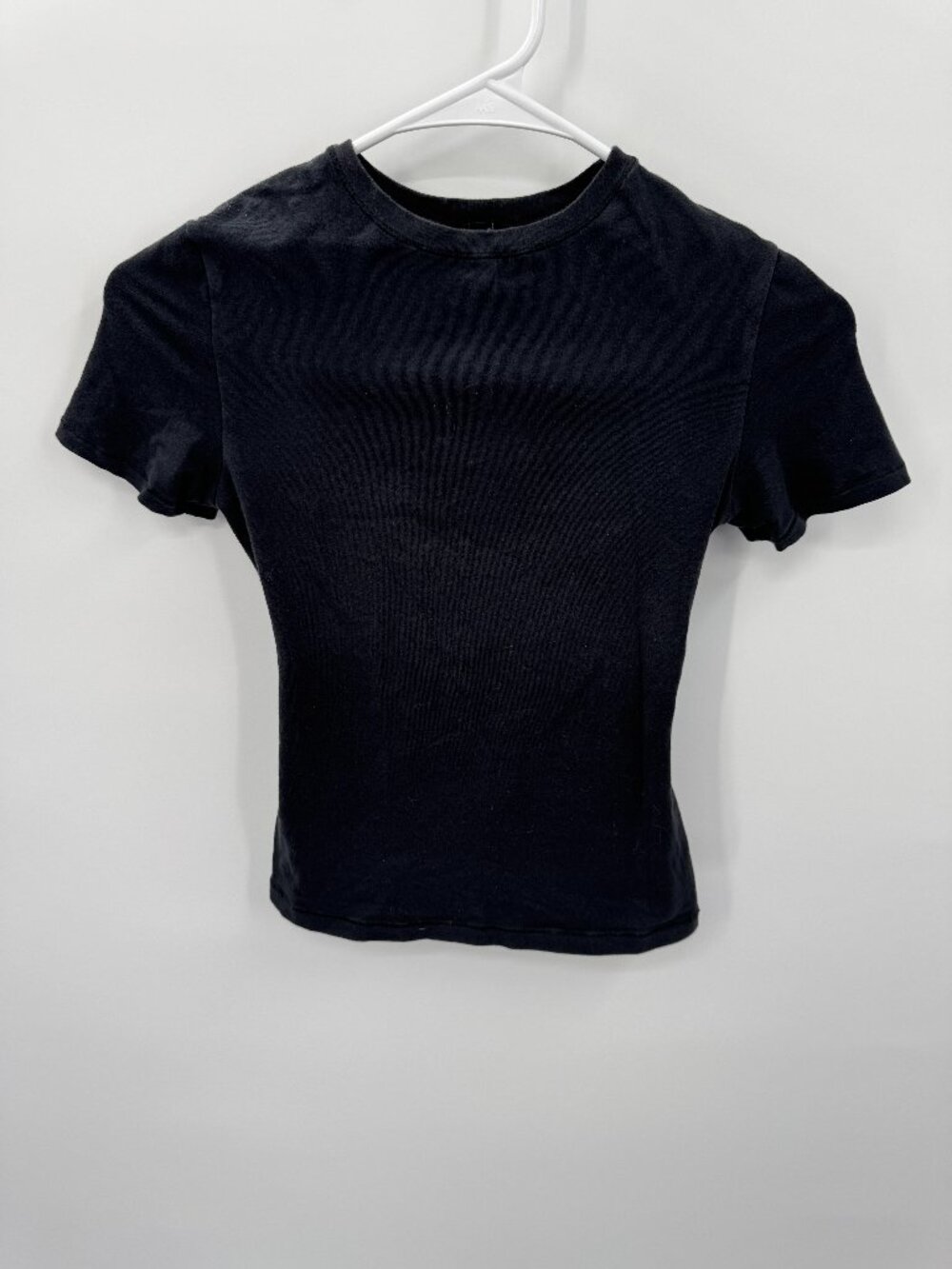 SKIMS Cotton Rib T-Shirt Size XS Onyx Black Short Sleeve Baby Tee Y2K